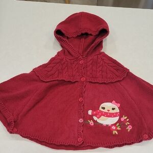 Gymboree Red Hooded Cape with Owl Design